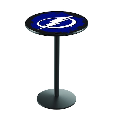 36 Blk Wrinkle Tampa Bay Lightning Pub Table,36 Dia. Top